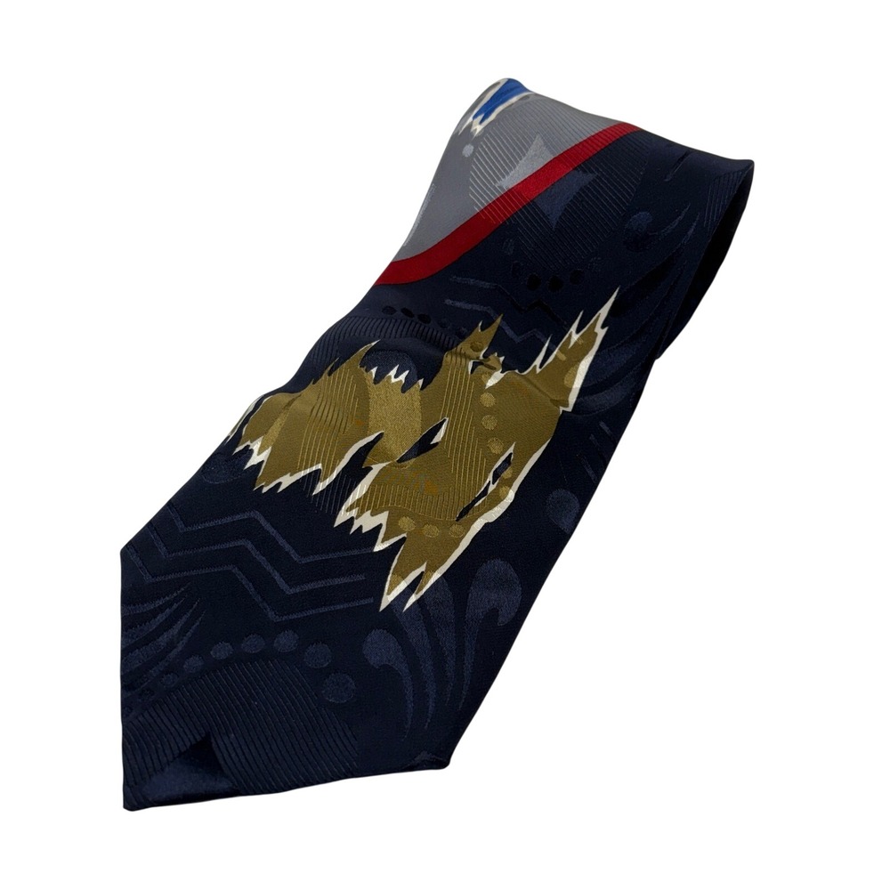 St.‎ Bernard Silk Tie Mens Abstract Geometric Navy Blue Gold Handmade Italy 4x60